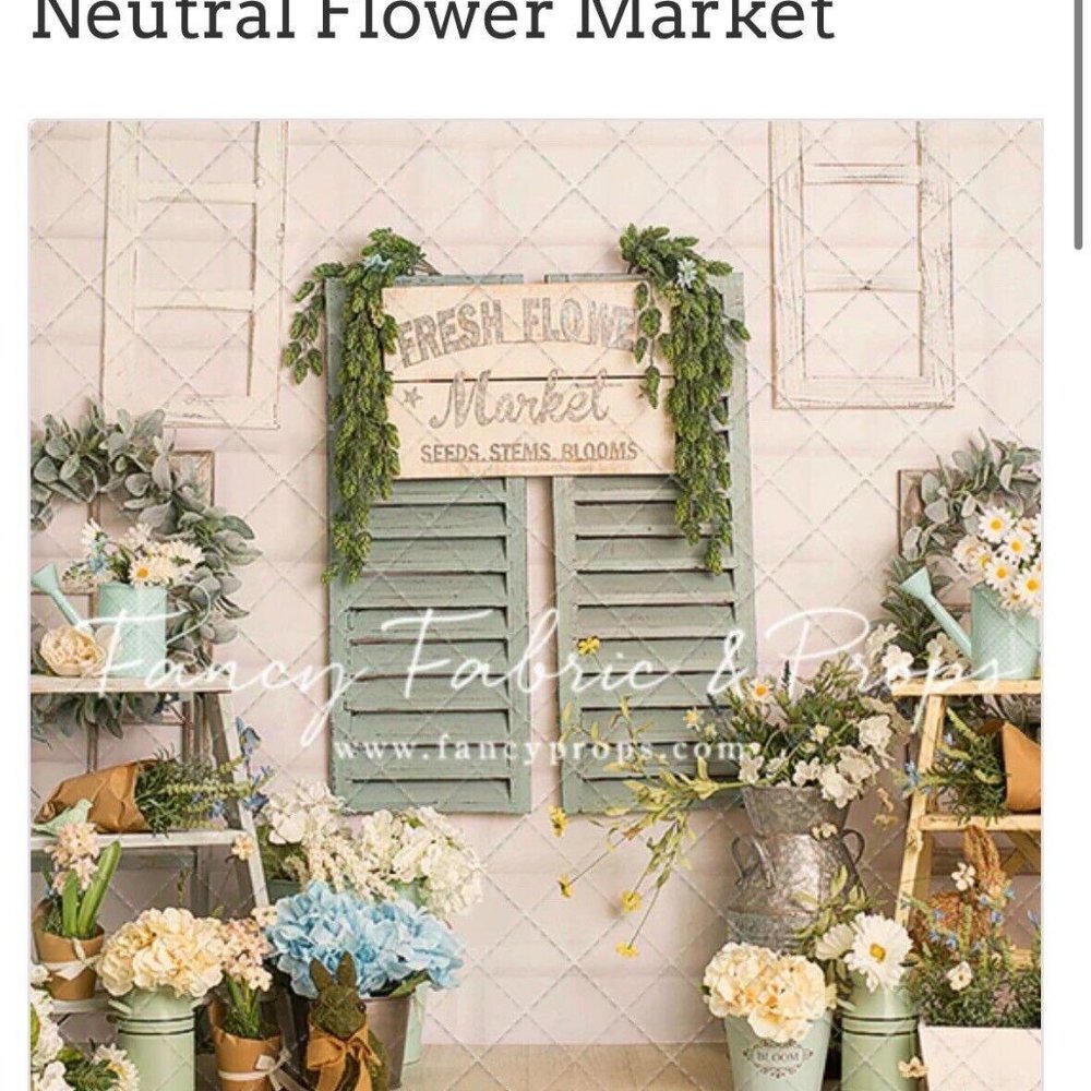 Fancy Fabric Props Neutral Flower Market Backdrop 96x60 Party Photography